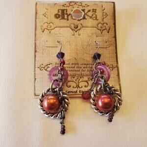 Treska ring dangle drop art deco boho  charm unique french wire earrings